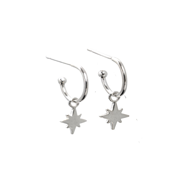 Mini Star Hoop Earrings Sterling Silver - Lucy Ashton Jewellery