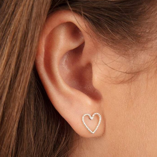 Open Heart Stud Earrings Sterling Silver - Lucy Ashton Jewellery