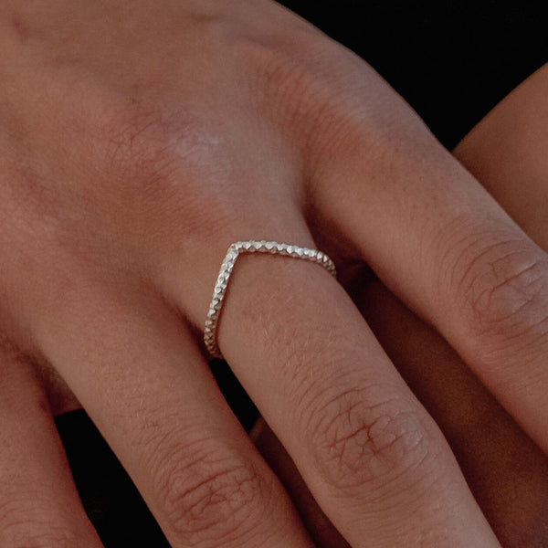 sparkle cut wishbone ring sterling silver-Lucy Ashton Jewellery