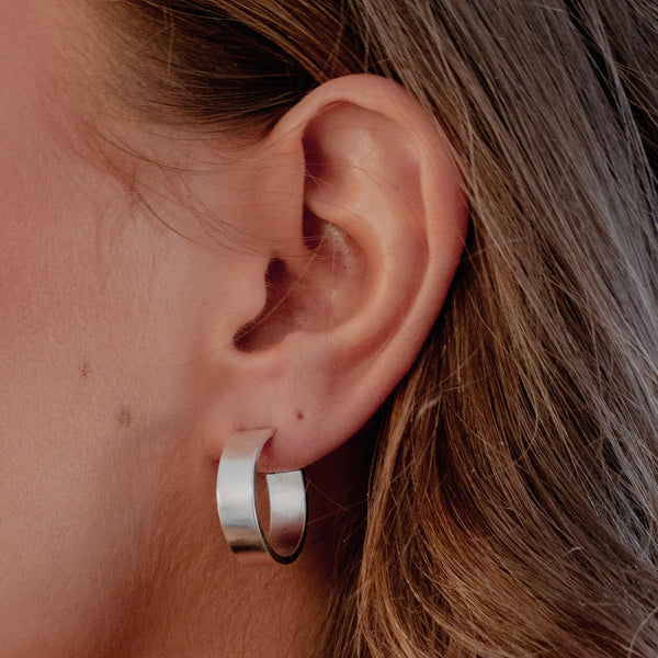 Wide chunky hoop earrings sterling silver-Lucy Ashton Jewellery