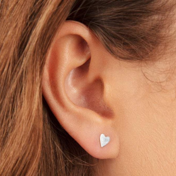 Tiny Heart Stud Earrings Sterling Silver - Lucy Ashton Jewellery