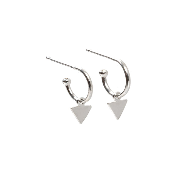 Mini Triangle Hoop Earrings Sterling Silver - Lucy Ashton Jewellery